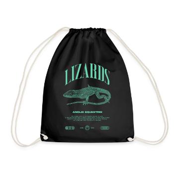 Cuban Knight Anole Reptile Keeper Lizard - Drawstring Bag - black - Front