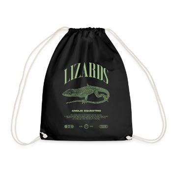 Cuban Knight Anole Reptile Keeper Lizard - Drawstring Bag - black - Front