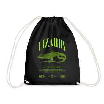 Cuban Knight Anole Reptile Keeper Lizard - Drawstring Bag - black - Front
