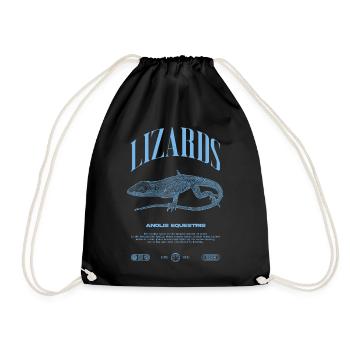 Cuban Knight Anole Reptile Keeper Lizard - Drawstring Bag - black - Front