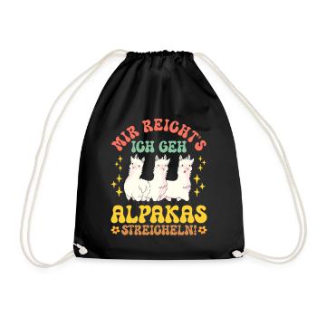 Alpaka Fan MIR REICHT'S GEH ALPAKAS STREICHELN - Turnbeutel - Schwarz - Vorne