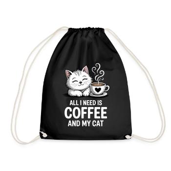 All I Need Is Coffee and Cat - Drawstring Bag - black - Front