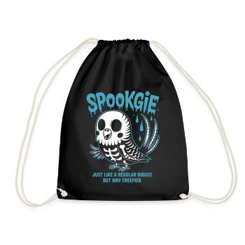 Spooky Budgie Skeleton Halloween - Drawstring Bag - black - Front