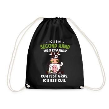 Vegetarier Kuh Isst Gras Ich Ess Kuh - Turnbeutel - Schwarz - Vorne