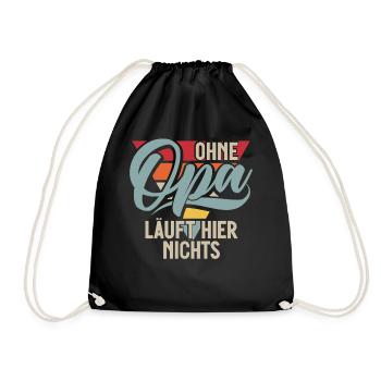 Ohne Opa Läuft Hier Nichts Retro - Turnbeutel - Schwarz - Vorne