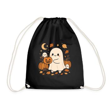 Halloween Geist mit Kürbissen - Turnbeutel - Schwarz - Vorne