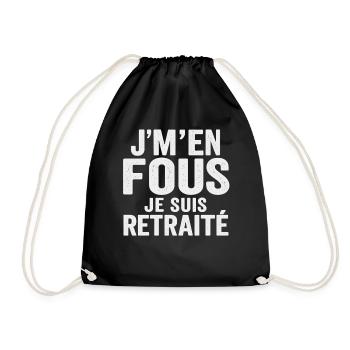I don't care, I'm retired, funny humor, gift - Drawstring Bag - black - Front