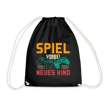 Zocker Papa SPIEL VORBEI NEUES KIND Lustiges - Turnbeutel - Schwarz - Vorne