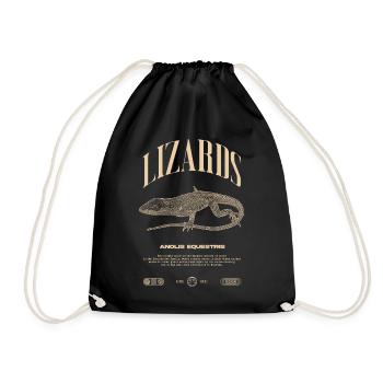 Cuban Knight Anole Reptile Keeper Lizard - Drawstring Bag - black - Front