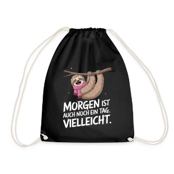 Morgen Ist Noch Ein Tag Faultier - Turnbeutel - Schwarz - Vorne
