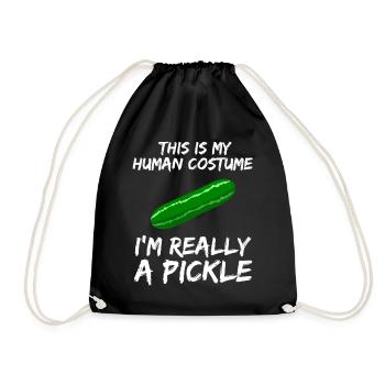 This Is My Human Costume Pickle Halloween - Drawstring Bag - black - Front