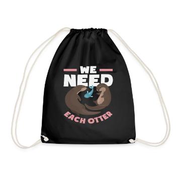 Sea Otter We Need Every Otter - Drawstring Bag - black - Front