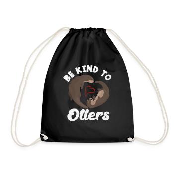 Sea Otter Cartoon Heart Child - Drawstring Bag - black - Front