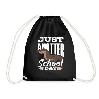 Seeotter Cartoon School Day - Turnbeutel - Schwarz - Vorne