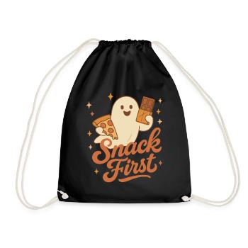 Snack First Halloween Ghost Costume Fun - Drawstring Bag - black - Front