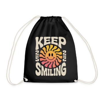 Keep Smiling Sun Smile - Drawstring Bag - black - Front