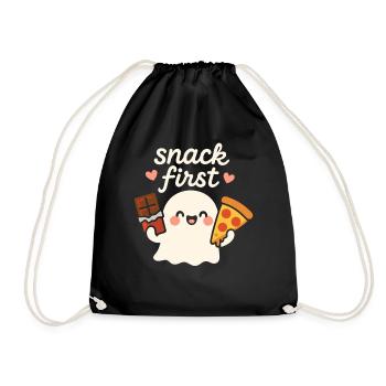 Snack Erster lustiger Halloween-Spruch Süßer Geist - Turnbeutel - Schwarz - Vorne