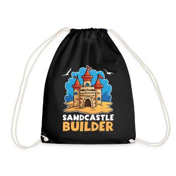 Sandburg Baumeister Kinder Strand Buddeln Motiv - Turnbeutel - Schwarz - Vorne
