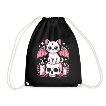 Kawaii Pastel Goth Cat - Drawstring Bag - black - Front