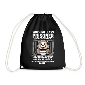 Monday Trapped Work Funny Work Outfit - Drawstring Bag - black - Front