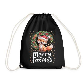 Merry Foxmas Chemise de renard de Noël mignon - Sac de sport léger - noir - Devant