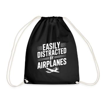 Facilement distrait par les avions - Sac de sport léger - noir - Devant