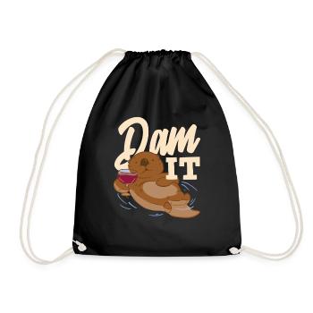 Loutre de mer dessin animé barrage il - Sac de sport léger - noir - Devant