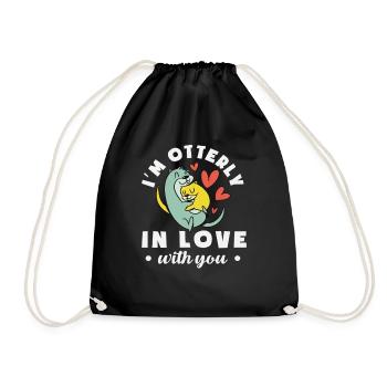 Loutre de mer dessin animé amoureux - Sac de sport léger - noir - Devant