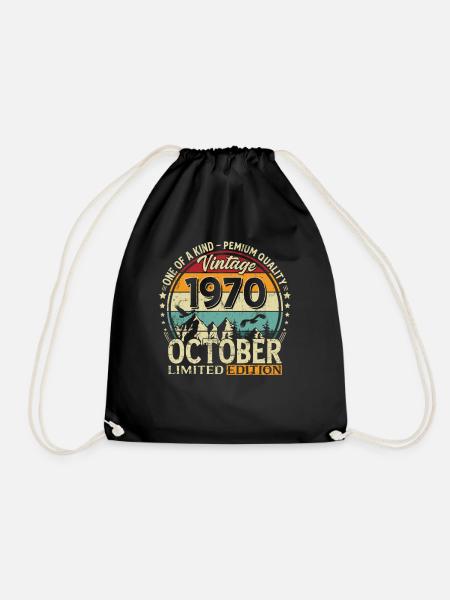 55. Geburtstag Vintage Oktober Jahrgang 1970 - Turnbeutel - Schwarz