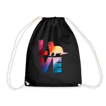 Sea Otter Cartoon Colorful Love - Drawstring Bag - black - Front