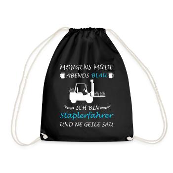 Staplerfahrer Stapler Lager Sprüche Logistik - Turnbeutel - Schwarz - Vorne