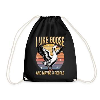 Funny Bird Goose - Drawstring Bag - black - Front