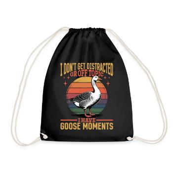 Funny Bird Goose - Drawstring Bag - black - Front