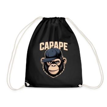 CAPAPE Monkey with Cap Streetstyle Urban Vibe - Drawstring Bag - black - Front