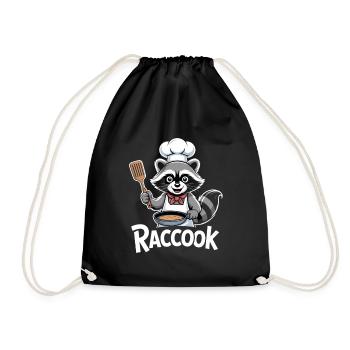 Raccook Chef raton laveur avec poêle et chapeau de chef - Sac de sport léger - noir - Devant