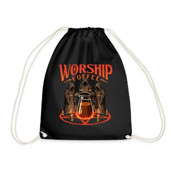 Worship Coffee Bold Koffein Statement - Turnbeutel - Schwarz - Vorne