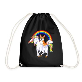 Chemise pour enfants Riche Licorne Arc-en-ciel - Sac de sport léger - noir - Devant
