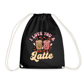 I Love You A Latte Cute Coffee Wortspiel - Turnbeutel - Schwarz - Vorne