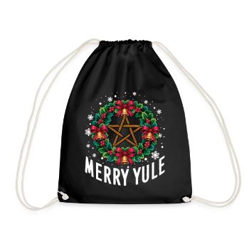 Merry Yule Yuletide Season Christmas - Drawstring Bag - black - Front