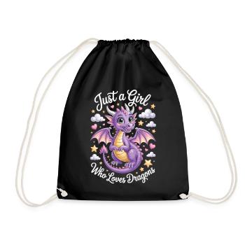 Juste une fille qui aime les dragons Chemise de dragon mignon - Sac de sport léger - noir - Devant