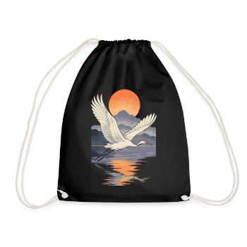 Kranich, der bei Sonnenuntergang fliegt Reflexion - Turnbeutel - Schwarz - Vorne