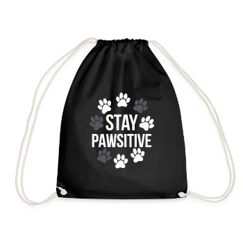 Stay Pawsitive Pawprints Tee - Drawstring Bag - black - Front