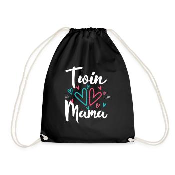 Twin Mom Pregnancy Mom of Twins - Drawstring Bag - black - Front