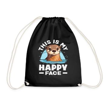 Loutre de mer dessin animé visage chanceux - Sac de sport léger - noir - Devant