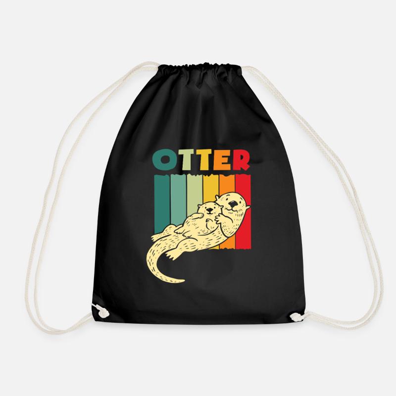 Retro Seeotter Cartoon - Turnbeutel - Schwarz