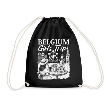 Belgium Girl Strip Illustration - Drawstring Bag - black - Front