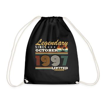 October 1997 Vinatge Retro Birthday Gift - Drawstring Bag - black - Front