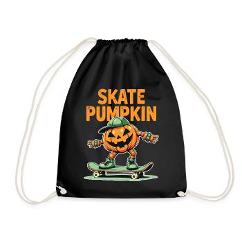 Skateboard pumpkin for Halloween fans - Drawstring Bag - black - Front