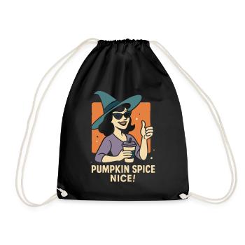 Pumpkin Spice Nice Halloween coffee lover Costume - Drawstring Bag - black - Front