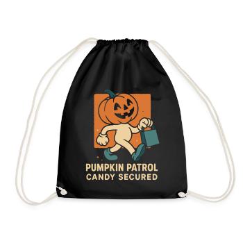 Pumpkin Patrol Candy Secured Funny Halloween - Drawstring Bag - black - Front